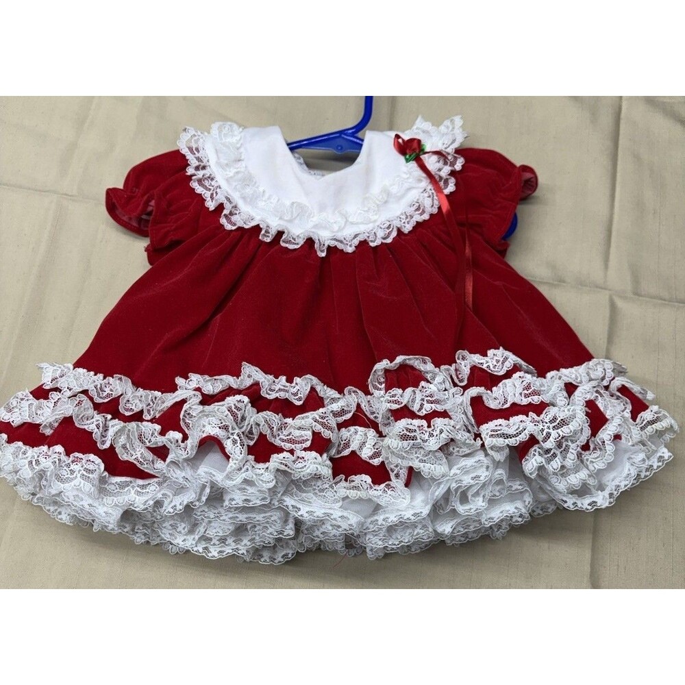 VTG Sweet Treats Red Velvet Baby Girl Dress & Her Majesty Crinoline Slip Set 12M